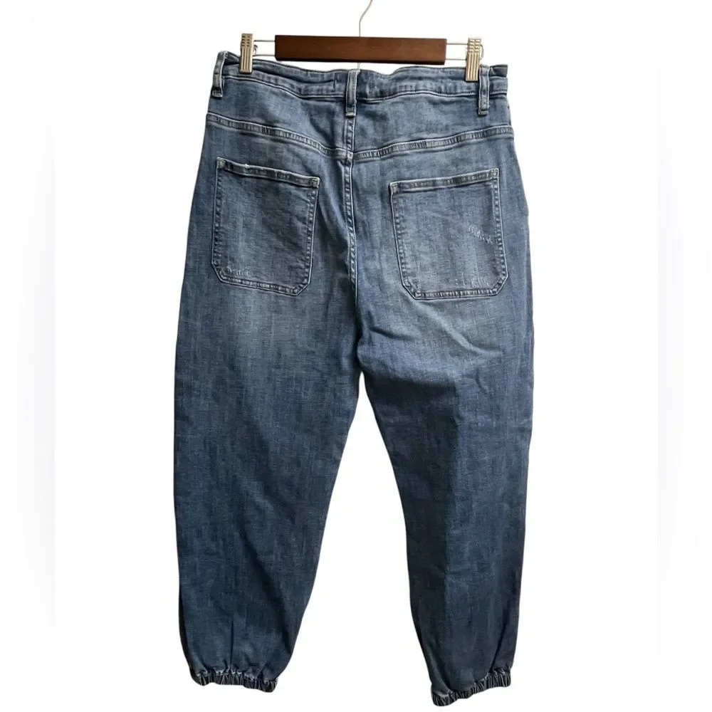 Driftwood Women’s High Rise Jogger Jeans Gathered Cuffed Patch Pockets SZ 32 14 - Picture 3 of 4